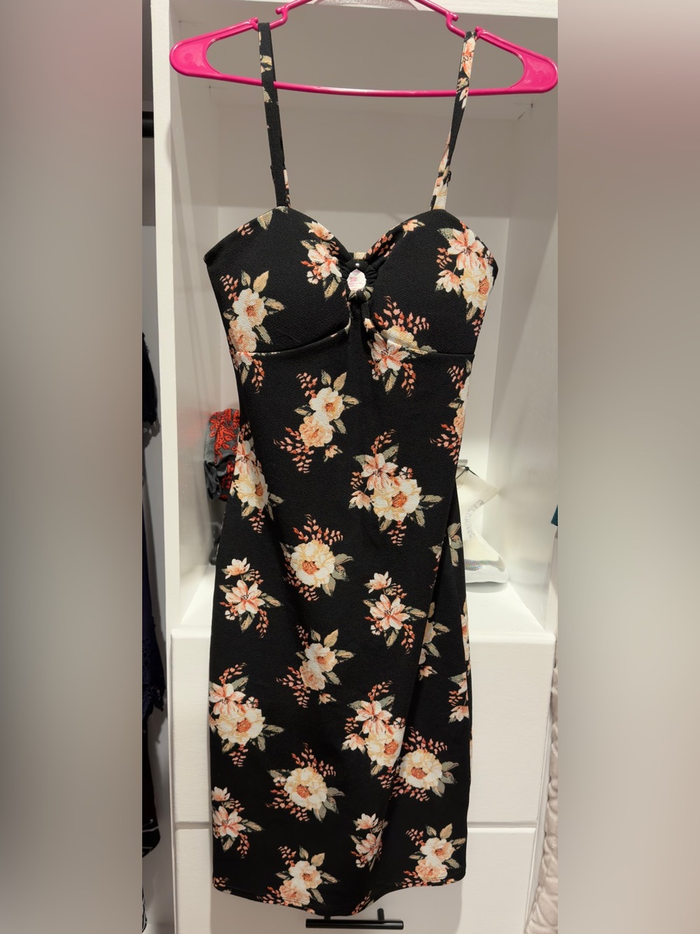 No Boundaries Black Floral Sweetheart Slip Dress